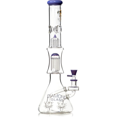 18" Beaker Bong Diamond Sea Mine w/ double multi-arm percs + tree arm, by Diamond Glass - Bat Kountry