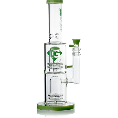 14" Double Showerhead Bong w/ Ice Pinch, by Diamond Glass - Bat Kountry