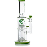 14" Double Showerhead Bong w/ Ice Pinch, by Diamond Glass - Bat Kountry