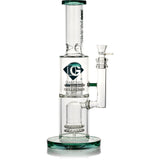 14" Double Showerhead Bong w/ Ice Pinch, by Diamond Glass - Bat Kountry