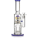 14" Double Showerhead Bong w/ Ice Pinch, by Diamond Glass - Bat Kountry