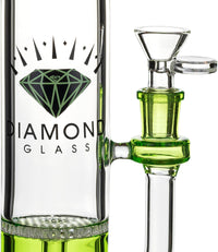 12" Showerhead to Honeycomb Skinny Neck Bong, by Diamond Glass (Free Banger included) - Bat Kountry