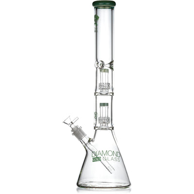 18" Heavy 7mm Double Showerhead Bong, by Diamond Glass - BKRY Inc.