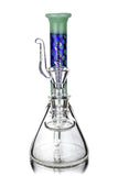 7" Beaker Bong w/ Patterned Color Glass Neck, by Crystal Glass (free banger included) - Bat Kountry