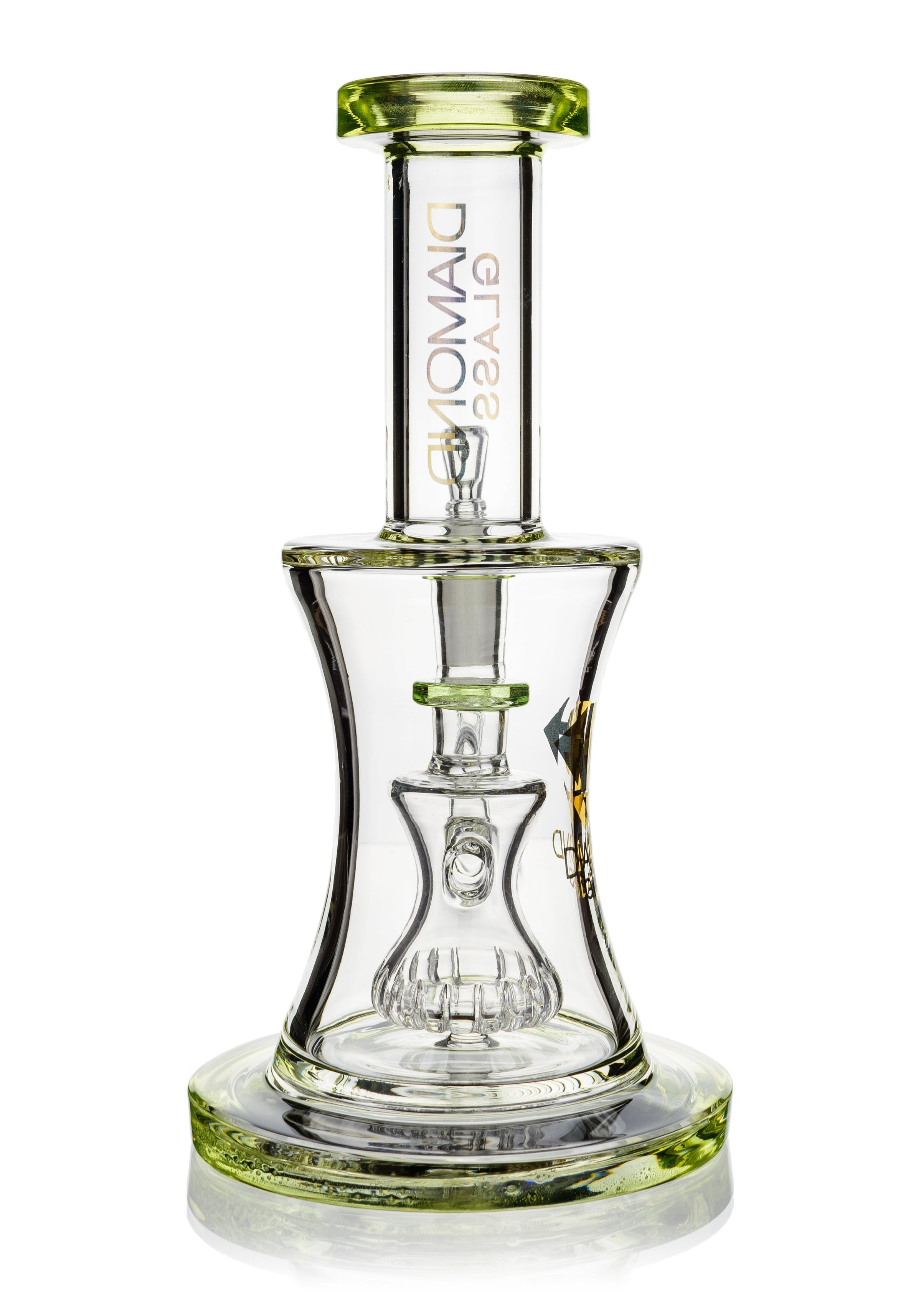 8" Hourglass Rig w/ Showerhead Perc, by Diamond Glass (free banger included) - Bat Kountry
