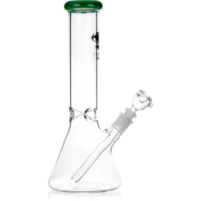12" Classic Beaker Bong w/ Colored Lip w/ Ice Pinch, by Diamond Glass - Bat Kountry